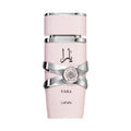 Lattafa Yara Eau de Parfum — soft pink bottle with silver accents